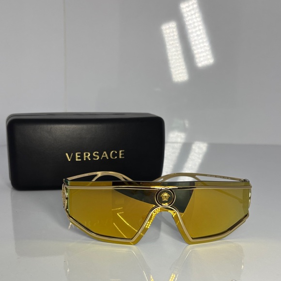 Versace Gold Shield Sunglasses AUTHENTIC - Picture 1 of 4